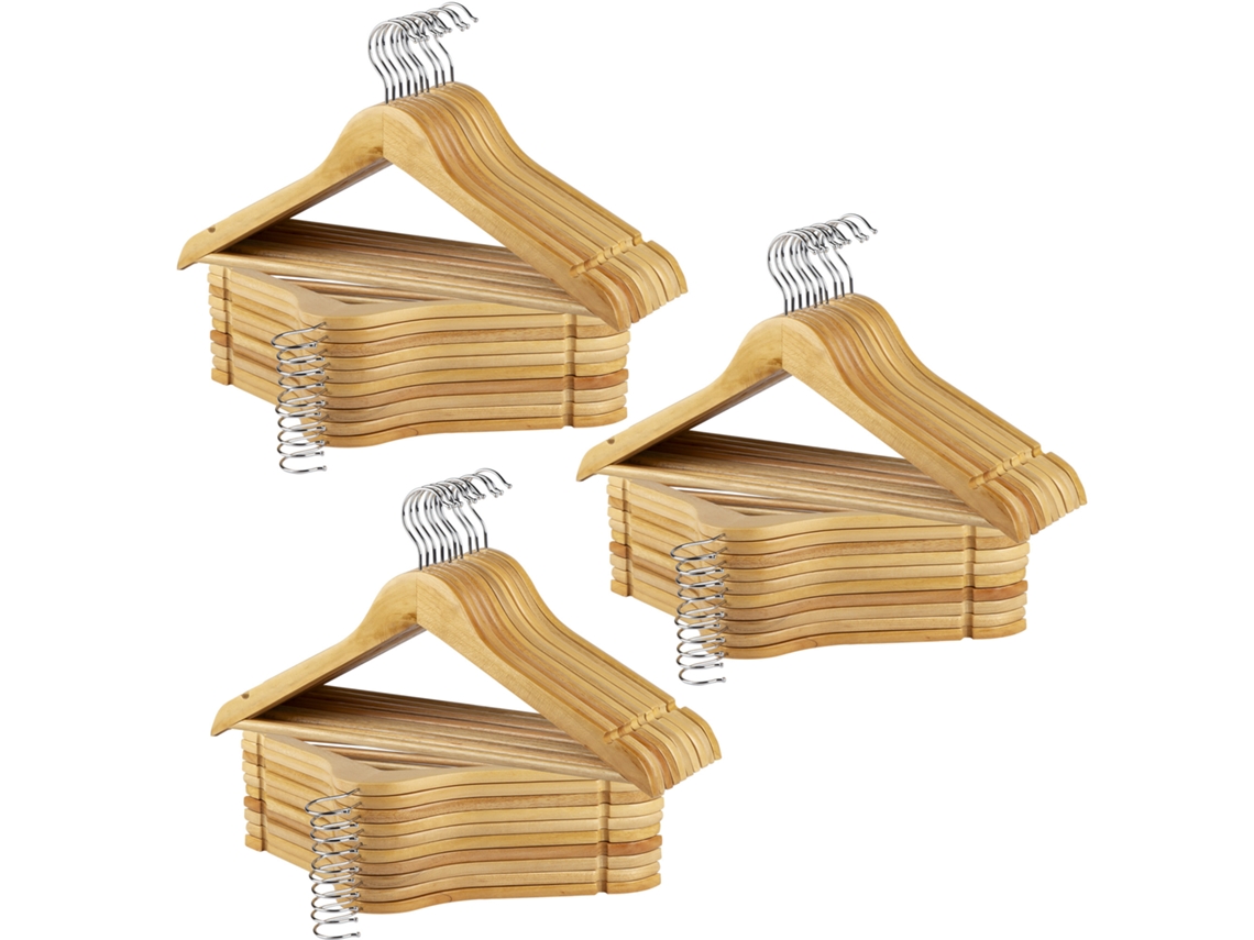 Max Home Pack 60 Perchas De Madera Color Natural