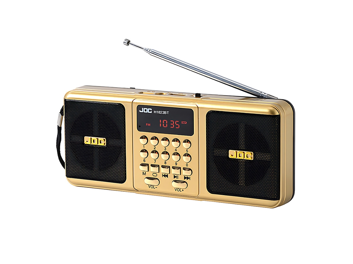 (oro) Radio Fm Estéreo Portátil Con Altavoz Inalámbrico