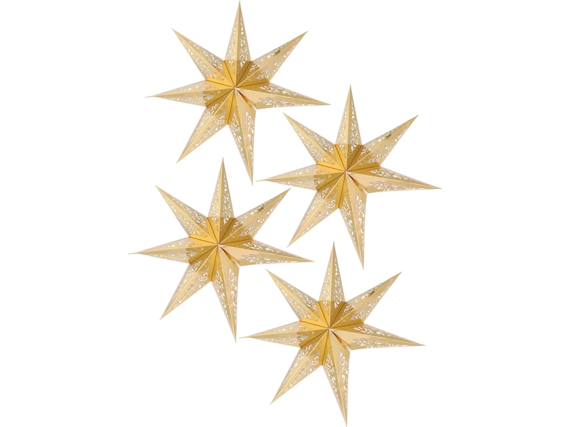 Juego De 4 Estrellas De Papel De Siete Puntas Para Colgar, Decoración Festiva Ligera Para Interiores.