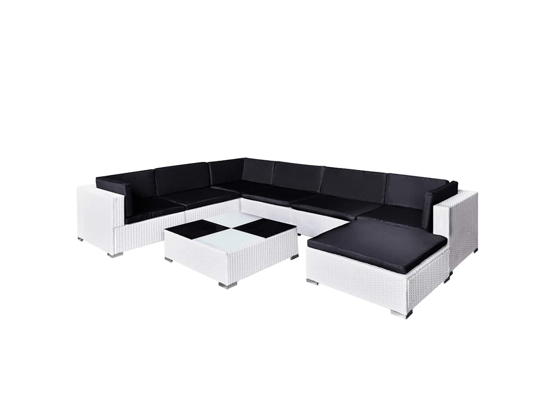 Maison Exclusive - Set Muebles De Jardín 8 Piezas Y Cojines Ratán Sintético Blanco