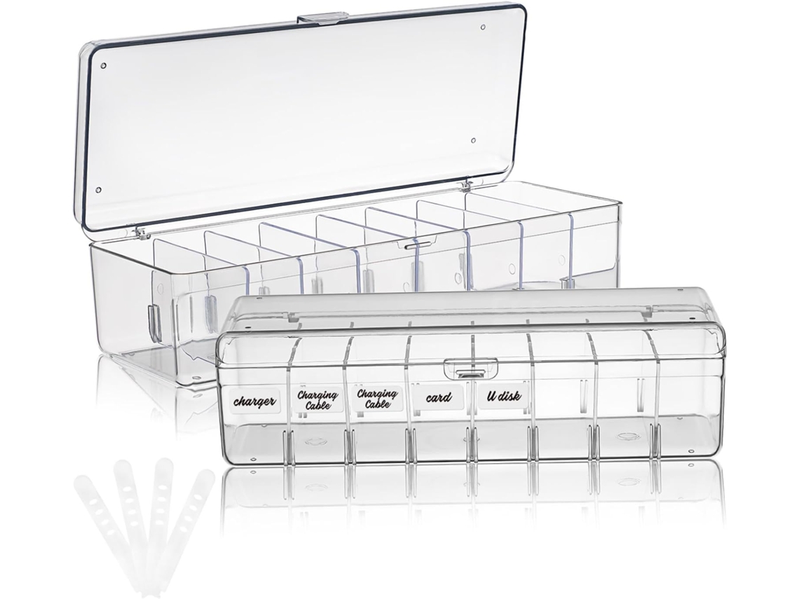 Besportble Caja De Cables Transparente Besportble Con Tapa Y Compartimentos Y Cables De Carga Para Oficina ...