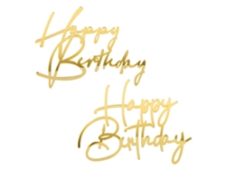 KOFIHETY 2pcs Adorno para Tarta de Cumpleaños Dorado con Brillo en Acrílico para Decoración de Tartas