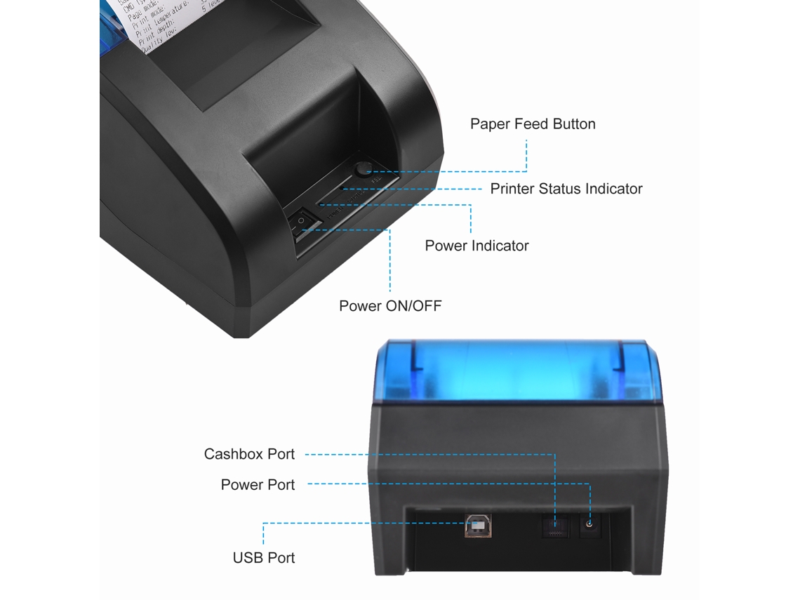 Impressora Térmica De Recibos Bisofice 58mm Usb/bt Compatível Com Ios, Android E Windows