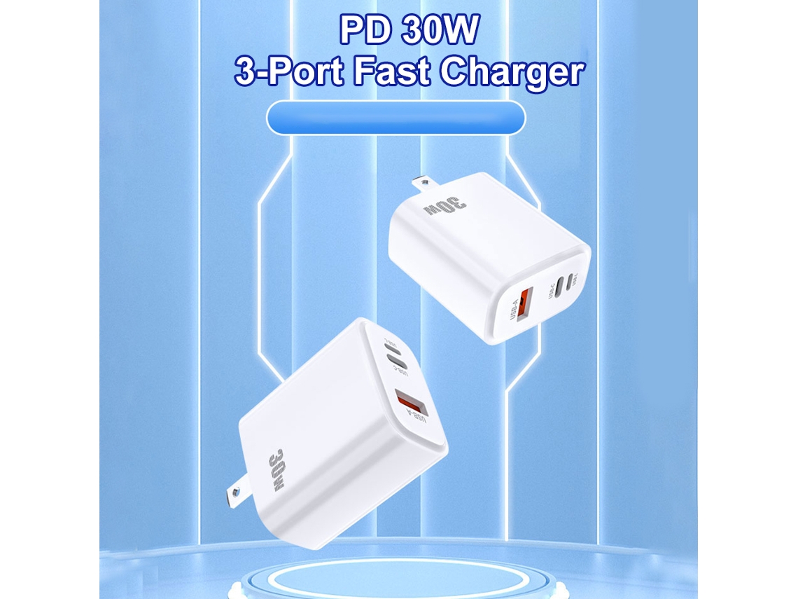 Cargador Rápido Pd30w Con 3 Puertos, Protocolo Pd3.0, Compatible Con Ios Y Android, Protección De Seguridad.