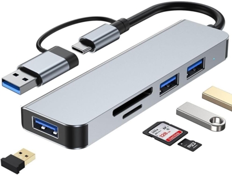 Eje Usb 3.0 Con Lector De Tarjetas Sd/Tf, 5 En 1 Divisor Usb De Concentrador De Datos Usb VENISYMLIS