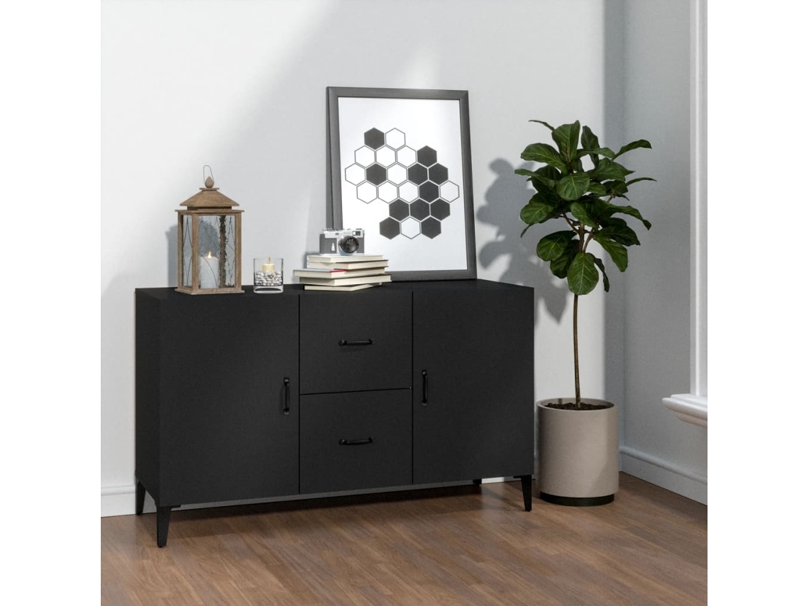 Aparador De Madera De Ingeniería Negro 100x36x60 Cm