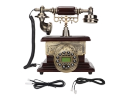 Teléfono antiguo con luz dorada (marcación por botones, calendario electrónico)