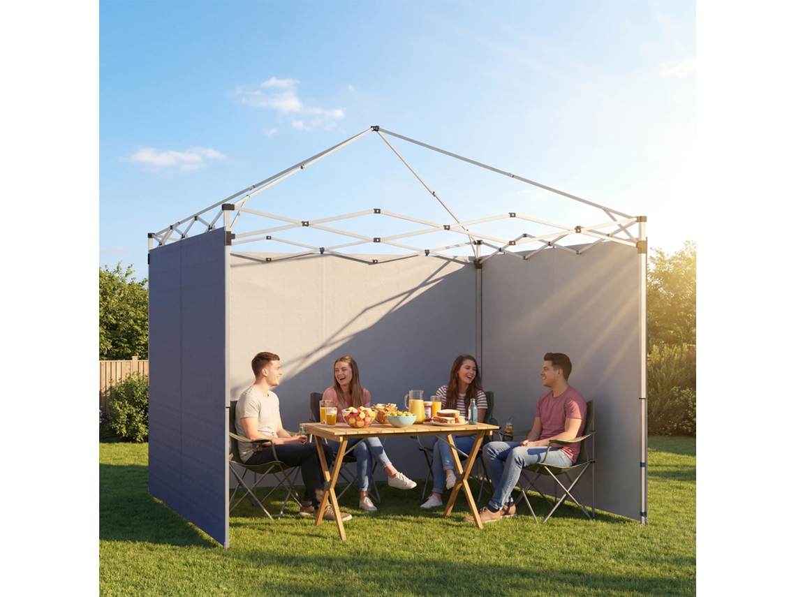 Conjunto De 3 Paredes Laterais Para Tendas De 3x3m (300x200cm) Em Tecido Oxford Com Zíper, Na Cor Azul.