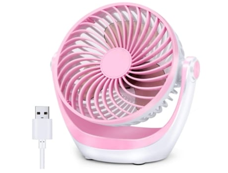 Ventilador de mesa pequeño ventilador de mesa con fuerte flujo de aire portátil ultra silencioso 360 cabeza ajustable rosa BISBISOUS