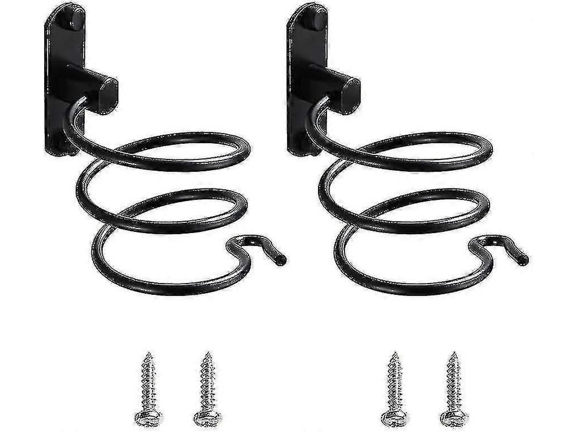 Soporte para secador de pelo de 2 piezas, negro, espiral, para montaje en pared, GOKOCO