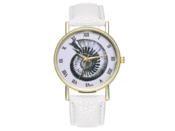 Reloj Cuarzo Unisex Con Correa De Cuero Pu Patrón De Insectos Simple T73-a (blanco)