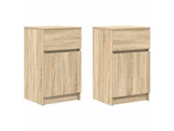 Juego de 2 mesitas de noche de madera de roble Sonoma, EXCLUSIVA MAISON