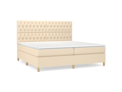 Maison Exclusive - Cama Box Spring Con Colchón Tela Color Crema 200x200 Cm