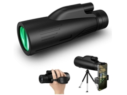 Telescopio Monocular 12x50 (2023) Para Adultos, De Alta Potencia, Con Adaptador Para Smartphone Y Trípode Metálico Con Prisma Bak4 (negro)