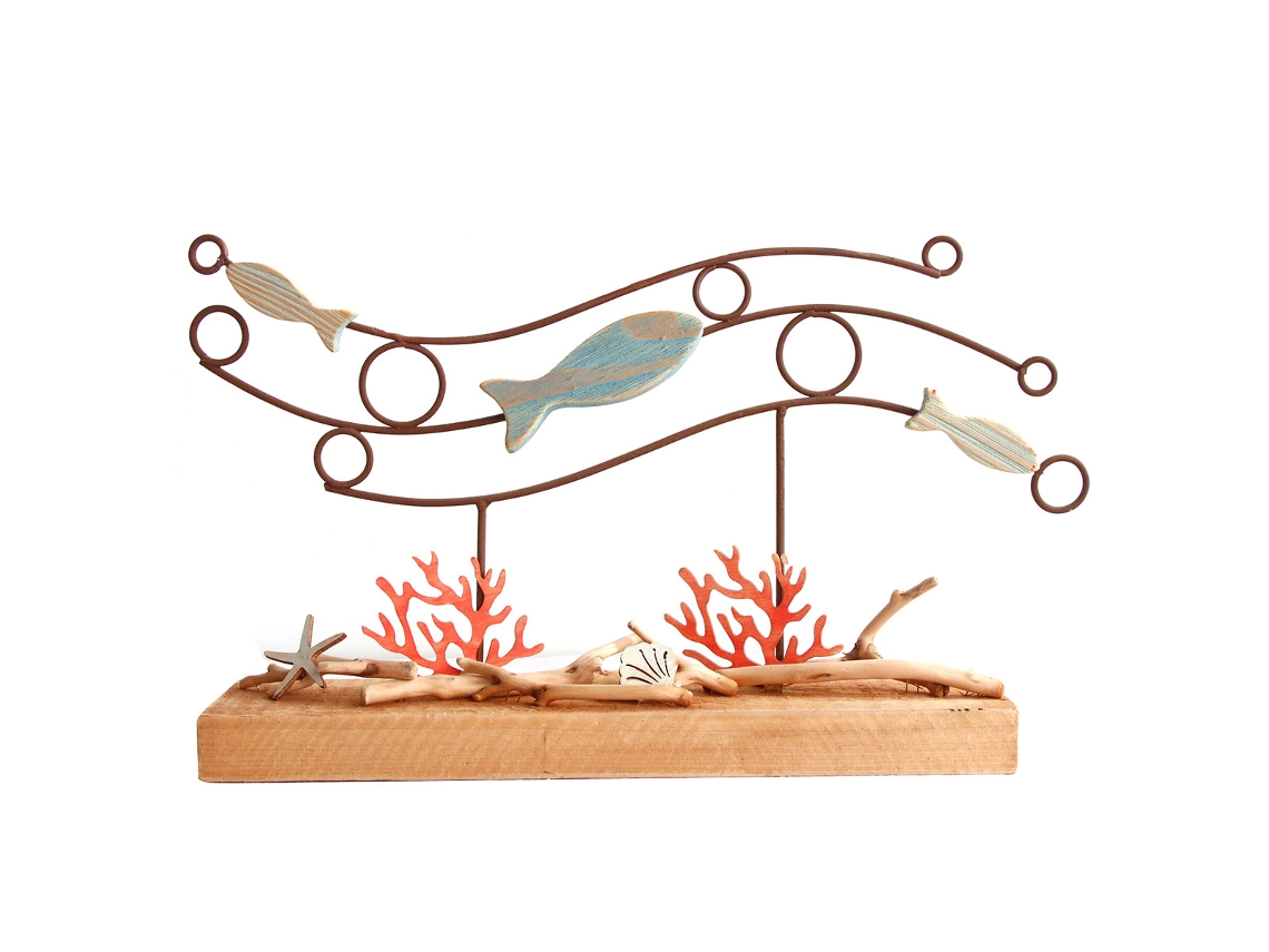 Signes Grimalt  - Adorno mar con peces Marrón de Madera | Figura Marinera Aplique Pared Adornos Náuticos 21x8x40cm