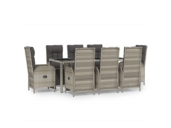 Maison Exclusive - Set Comedor Jardín 9 Pzas Y Cojines Ratán Sintético Gris