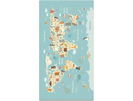 Panorama Alfombra Mapamundi animales 80x150 cm infantil vinilo antideslizante antihongos e grandes pvc home living multicolor