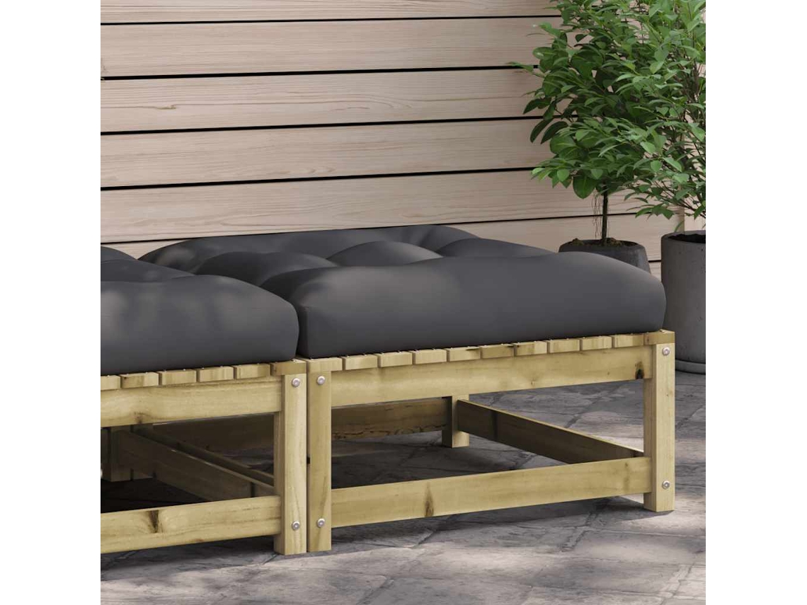 Reposapiés de jardín Lovely Home con cojín de pino impregnado Wsd76130
