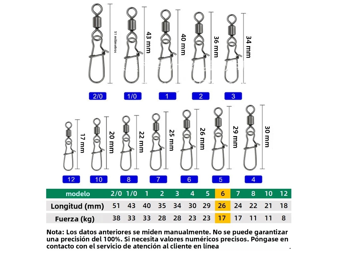 Juego de accesorios de pesca de 50 piezas, incluye conector de boquilla y rodamiento deslizante. Mdug (modelo 6)