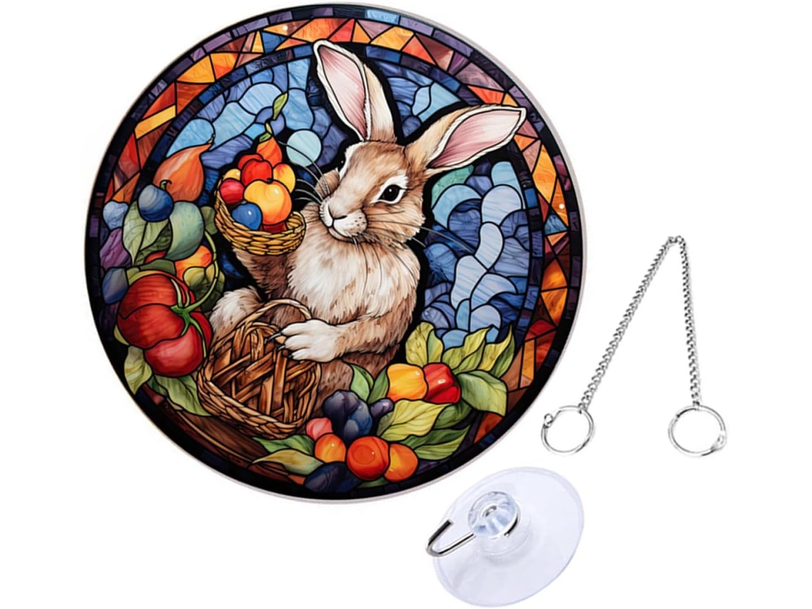 Decoración Pascua Acrílica Doble Elegante Conejo Sistema Colgar Incluido Ventana Hogar Refinado Accesorio