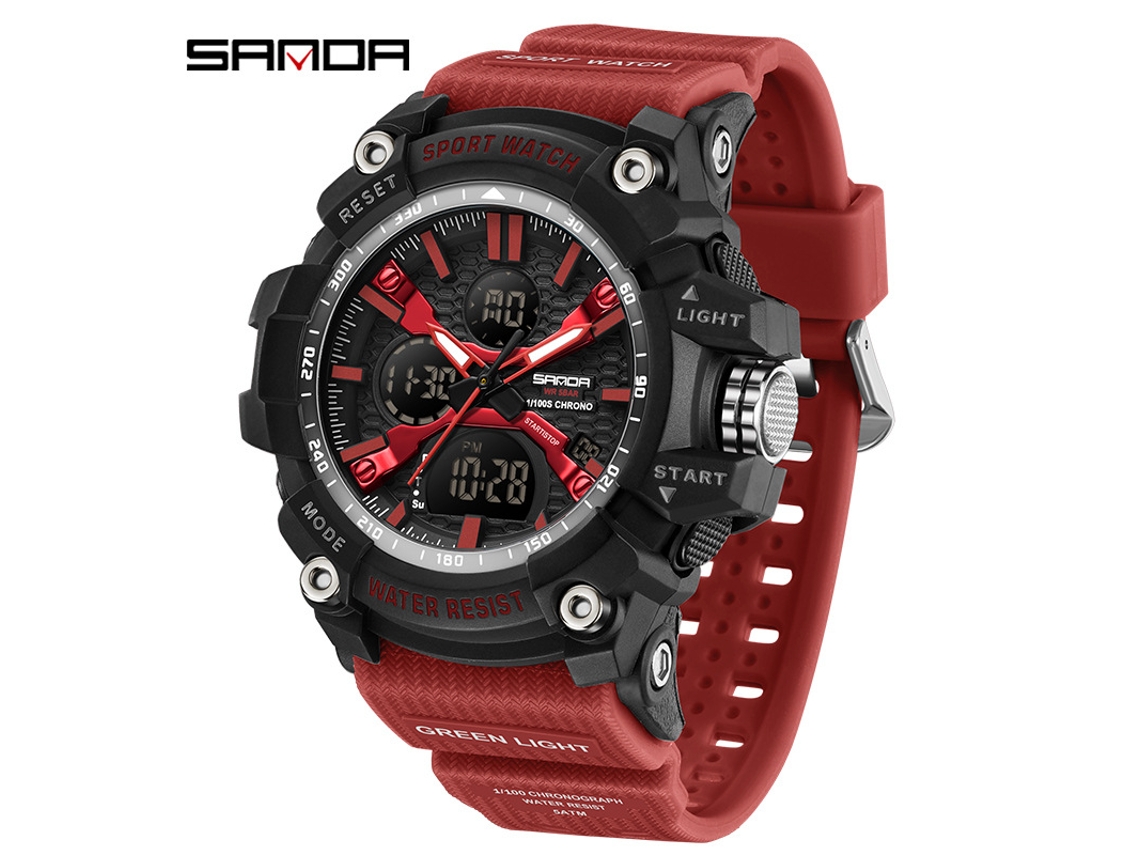 Reloj Electrónico (rojo) Con Alarma, Multifuncional, Luminoso, Resistente Al Agua Y A Los Golpes.
