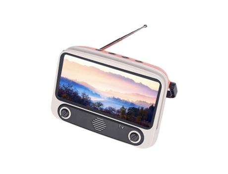 Soporte para teléfono con forma de TV, altavoz inalámbrico compatible con Bluetooth, soporte portátil para teléfono móvil con ranura para tarjeta e...