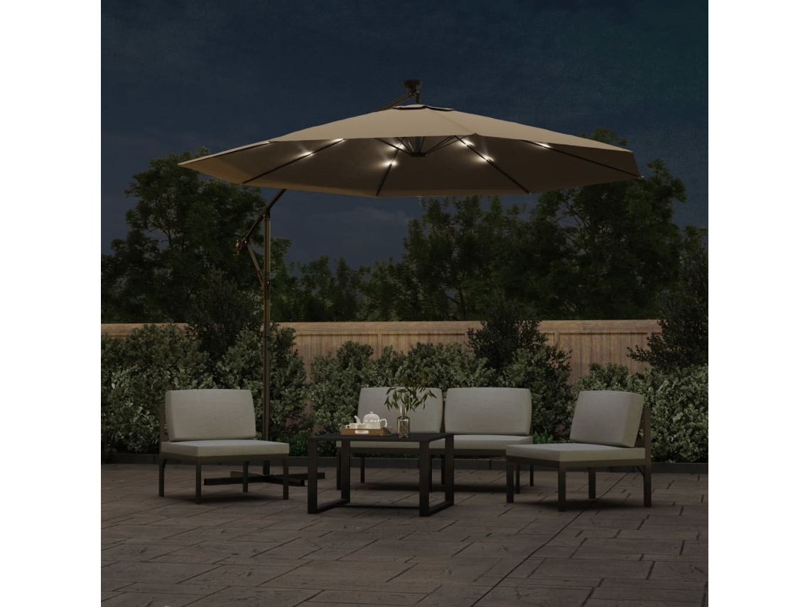 Sombrilla Cantilever con luces LED, 300 cm, color gris parduzco, WSD489290 Lovely Home