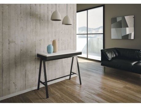 Consolas Banco Evolution Small Extensible hasta 196 cm ITAMOBY (90 x 40 x 77 cm - Paneles de Melamina - Fresno Blanco)