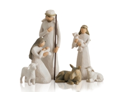 Conjunto de 6 figuras de resina para escena de la Natividad, regalo de Navidad, color blanco.
