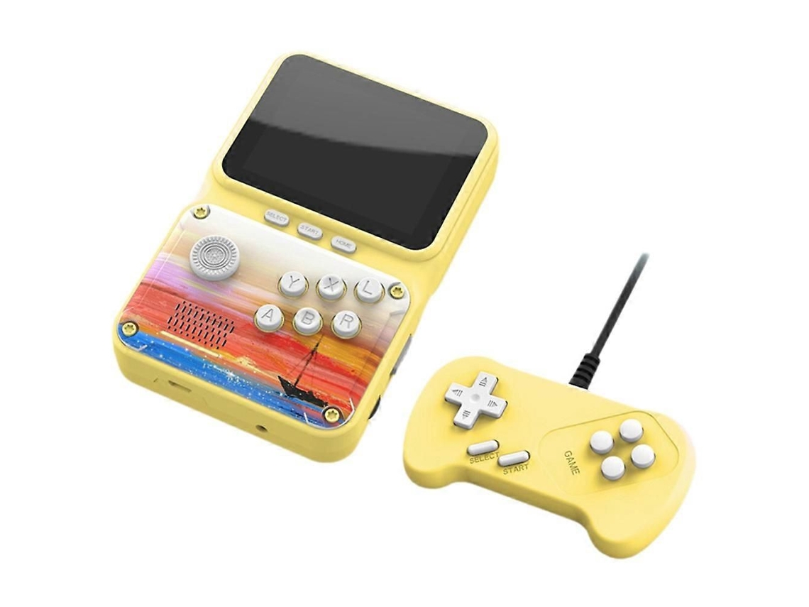 Consola de juegos retro portátil de 2,8 pulgadas con 500 juegos, conexión AV y soporte para 2 jugadores, ideal para regalar a niños (amarilla).