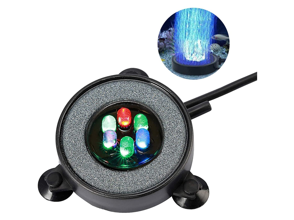 Lámpara de burbujas redonda con LED que cambian de color y bomba de aire