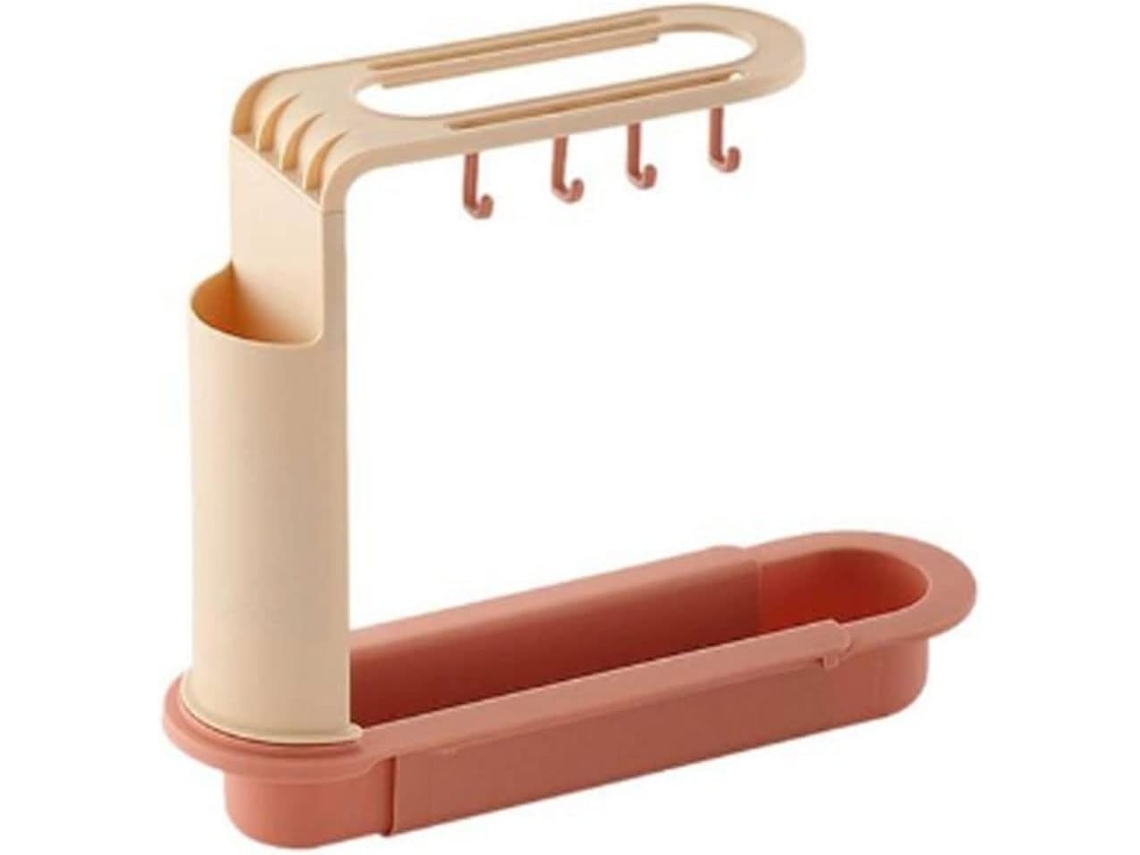 Soporte telescópico para escurridor de fregadero, jabonera, soporte para esponja, toallero, cesta organizadora de baño ajustable, soporte para utensilios
