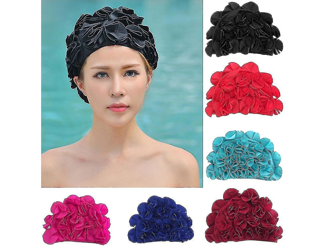 Omni-gorro De Natación Para Mujeres De Nylon Elástico Protege Orejas Y Cabello Largo Para Piscina Y Deportes Acuáticos Al Aire Libre Negro