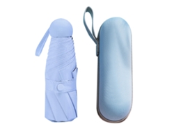 Paraguas Capsula Mini Bolsillo Antiuv 2 Usos 5 Secciones 8 Rayas Azul Accesorios Exteriores