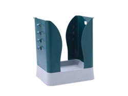 Cubo de basura de plástico expandible Jinwei, contenedor de residuos de gran capacidad para cocina y baño, color azul grisáceo.