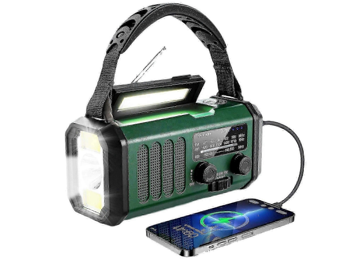 Radio de emergencia solar GOKOCO 25 26 con manivela y linterna.