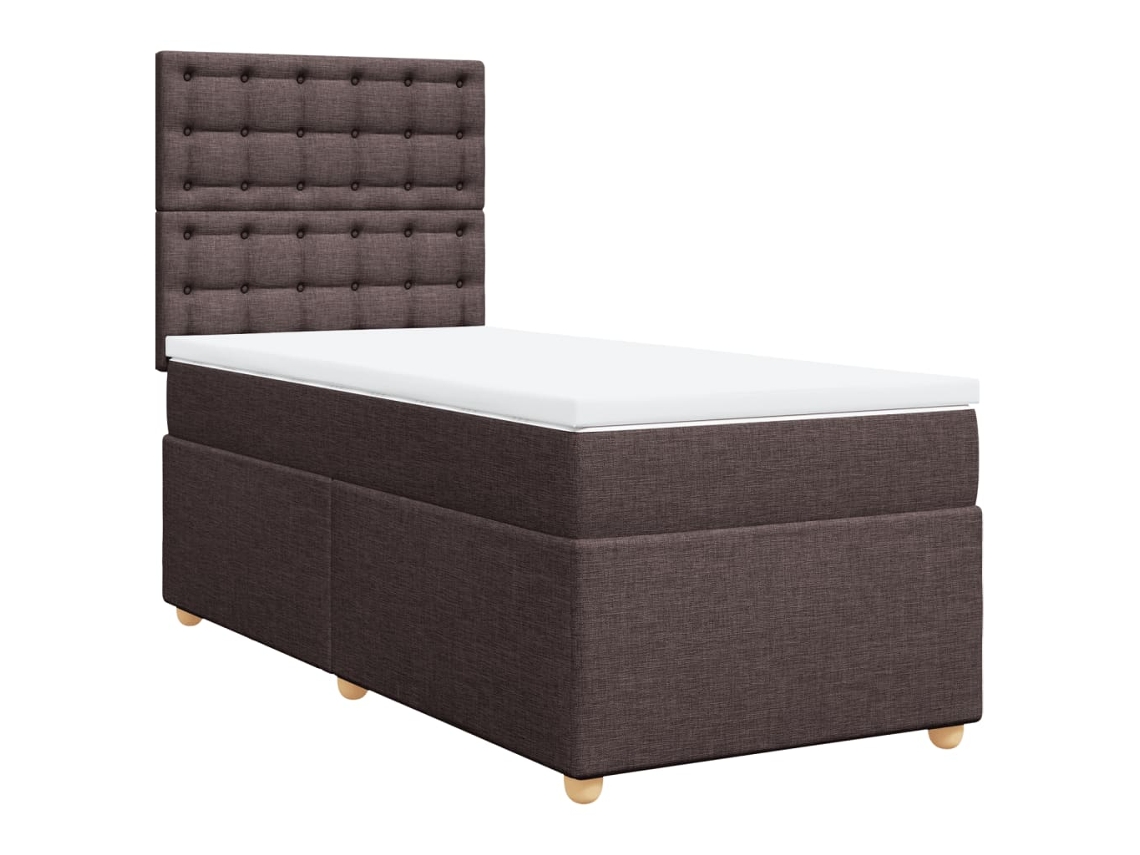 Maison Exclusive - Cama Box Spring Con Colchón Tela Marrón Oscuro 100x200 Cm