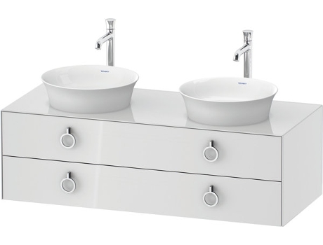 DURAVIT Tulip blanco, mueble de baño colgado en la pared, ancho 1300 x profundidad 550mm, con 2 cajones, con tirador, WT4993B