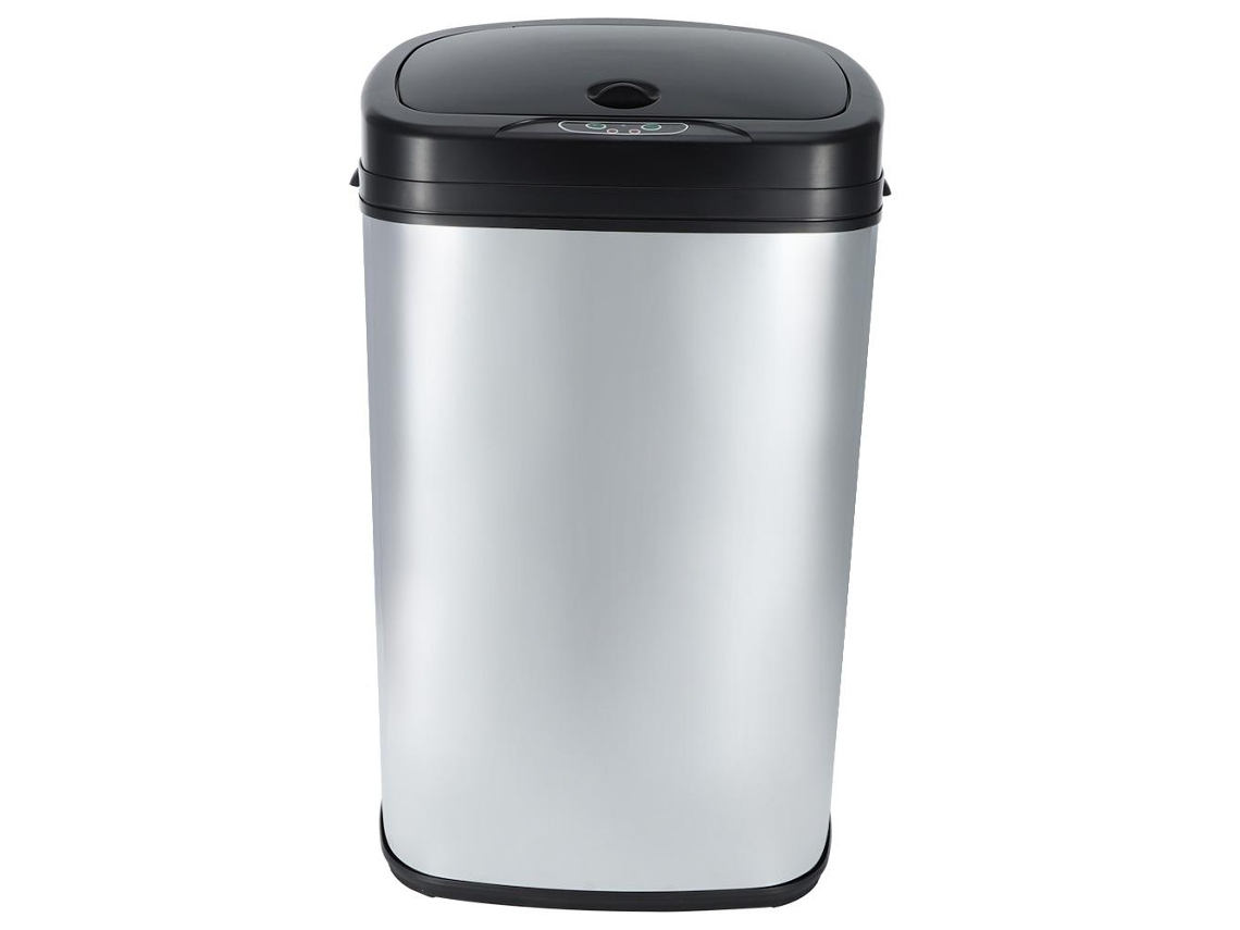 Cubo de basura automático de acero plateado con sensor cuadrado para cocina, 50 l