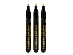 Rotuladores de pintura cromados dorados para superficies reflectantes, 3 unidades, 0,7+1+3 mm