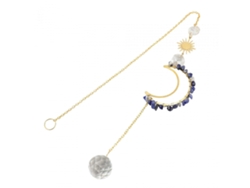 Colgante de luna de cristal con efecto arcoíris, campanilla de viento, adorno para ventana