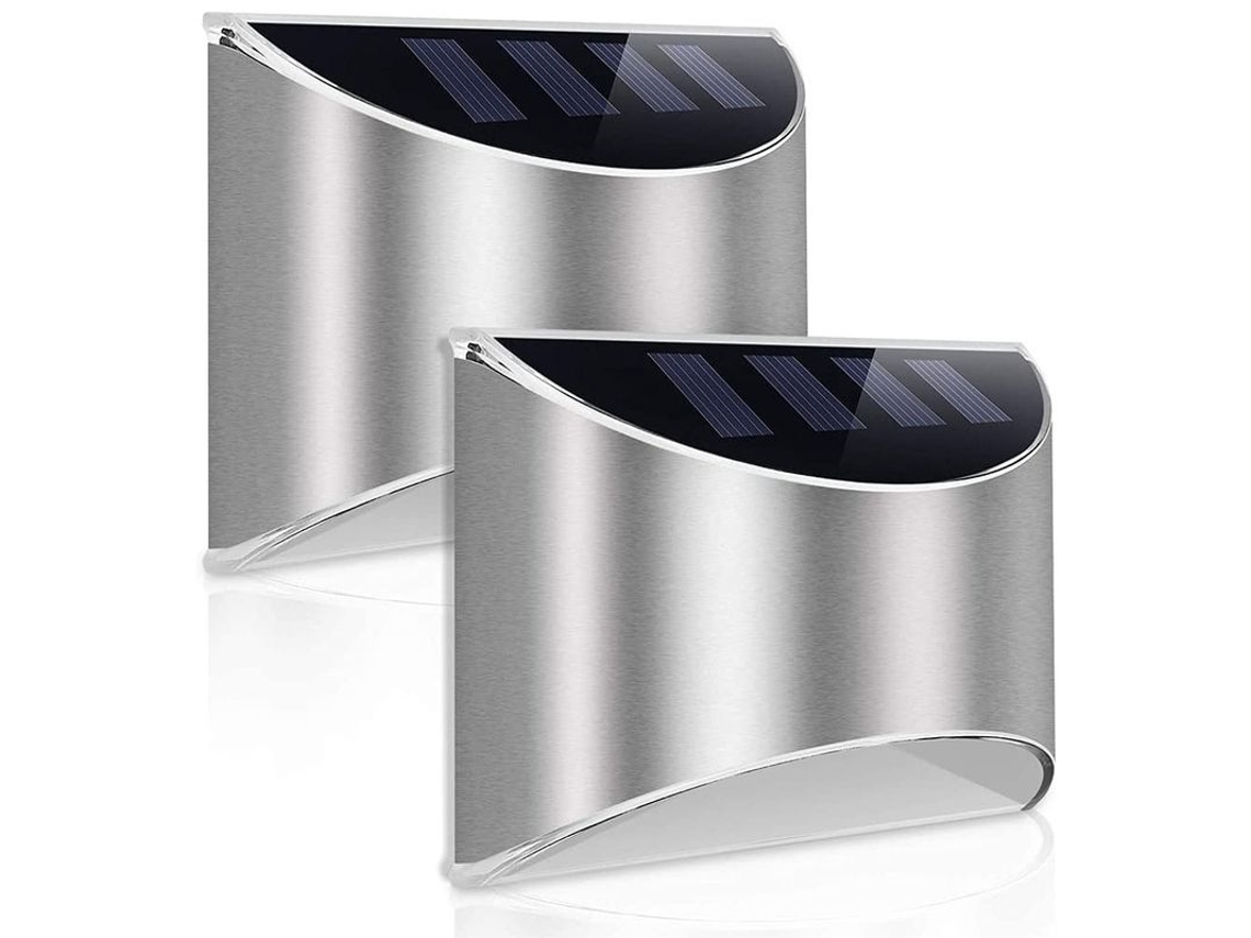 Lámparas Solares Jardín Exteriores Led Impermeables 2 Pack Luz Blanca Fría