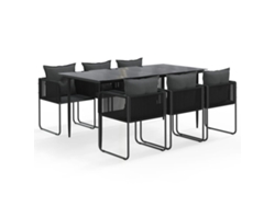 Maison Exclusive - Juego De Comedor Para Jardín 7 Piezas Negro