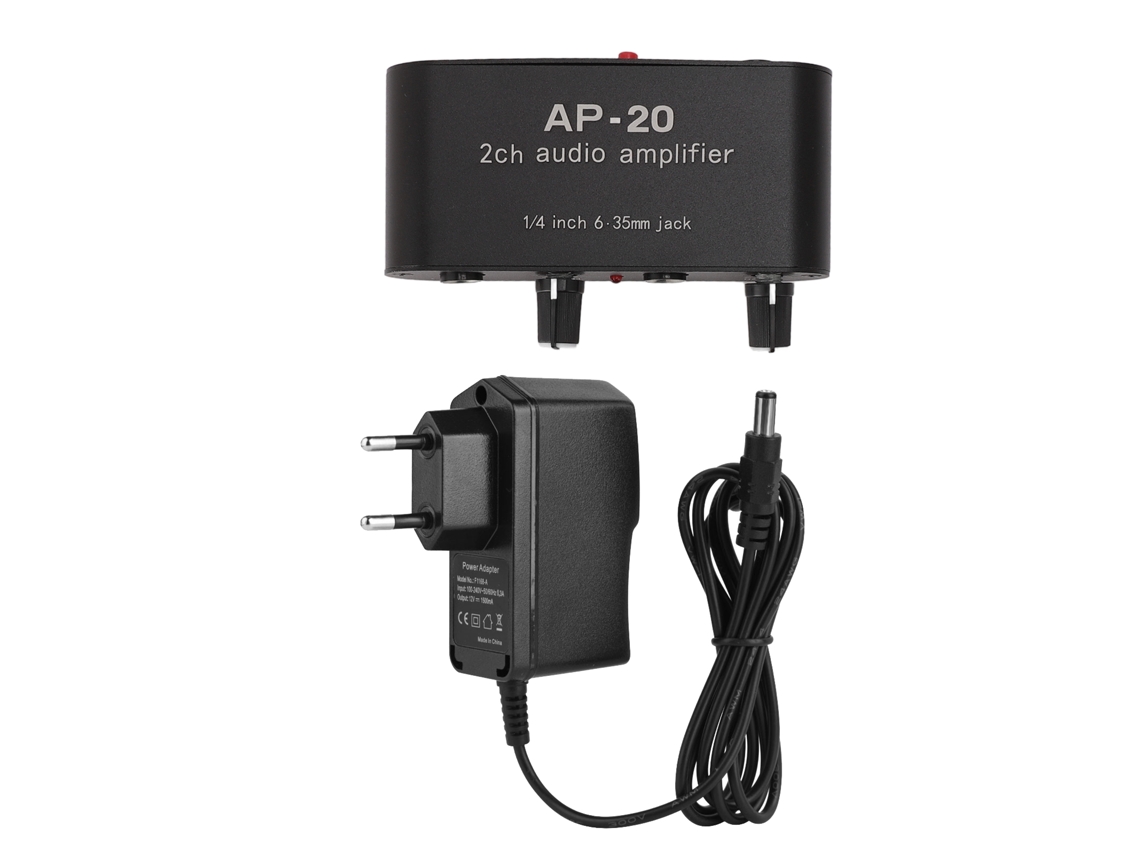 Amplificador De Sonido Digital Estéreo Hifi Profesional De 2 Canales Y 6,35 Mm Para Auriculares, Micrófono E Instrumentos - Enchufe Europeo