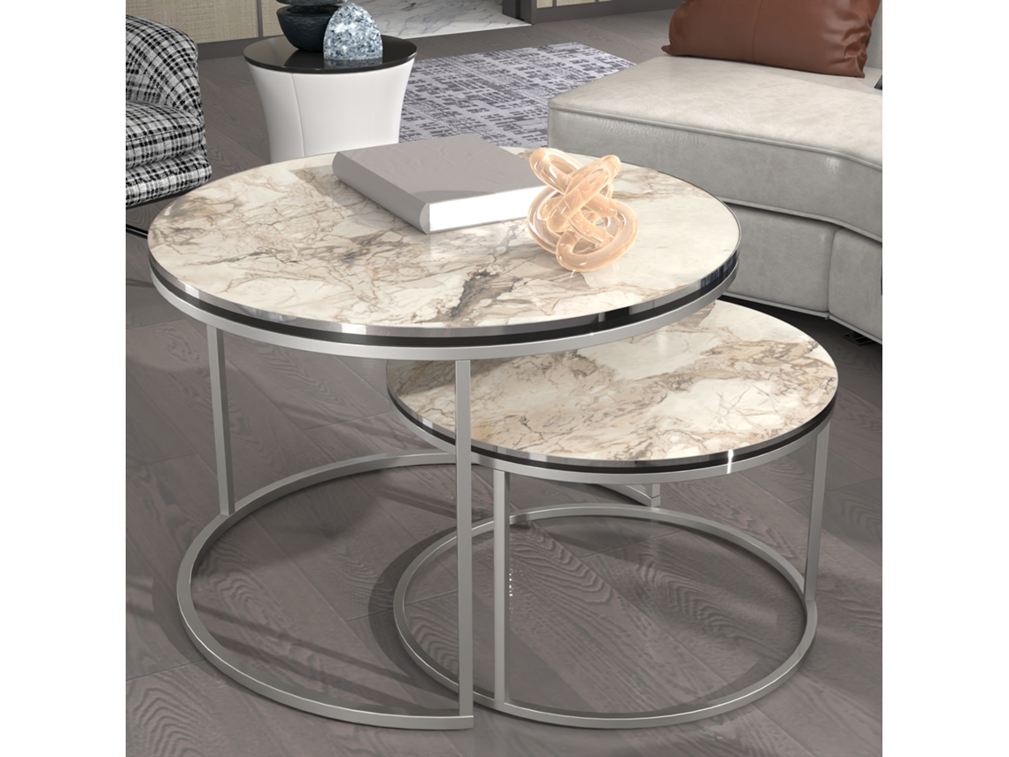 Conjunto de 2 Mesas Auxiliares [EN.CASA] (Aglomerado - Multicolor)