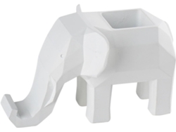 Portalápices Geométrico De Resina Con Forma De Elefante Blanco Y Soporte Para Teléfono Integrado – Organizador