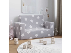 Sofá Infantil De 2 Plazas | Sofá De Salón | Sofá De Descanso Gris Claro Con Estrellas Felpa Suave Wsd819068