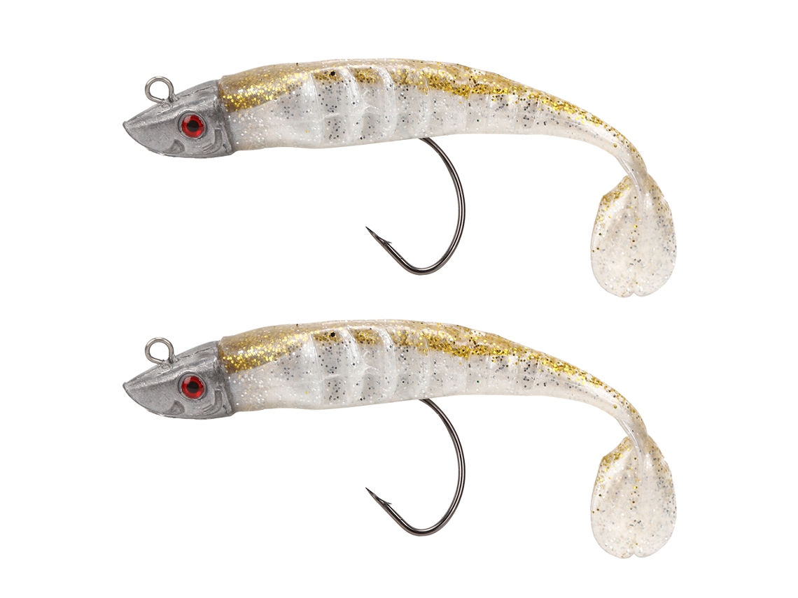Anub 2 piezas de señuelo para pesca en hielo con anzuelo de PVC blando, accesorio de pesca de invierno simulado 2