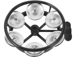 Pandereta Charleston Montable Para Batería, Campana Única De Metal Plateado Con Marco Negro.
