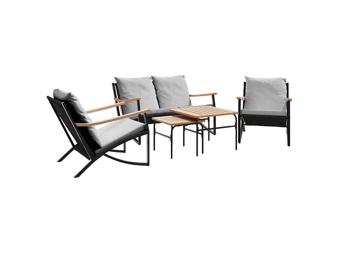 Maison Exclusive - Juego De Muebles De Jardín Con Cojines 5 Piezas Acero Negro